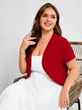 SHOWMALL Women's Plus Short Sleeve Bolero Shrug for Dresses Cropped Cardigan Open Front Summer Shoulder Cover Up