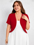 SHOWMALL Women's Plus Short Sleeve Bolero Shrug for Dresses Cropped Cardigan Open Front Summer Shoulder Cover Up