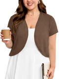 SHOWMALL Women's Plus Short Sleeve Bolero Shrug for Dresses Cropped Cardigan Open Front Summer Shoulder Cover Up