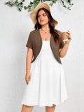 SHOWMALL Women's Plus Short Sleeve Bolero Shrug for Dresses Cropped Cardigan Open Front Summer Shoulder Cover Up