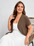SHOWMALL Women's Plus Short Sleeve Bolero Shrug for Dresses Cropped Cardigan Open Front Summer Shoulder Cover Up
