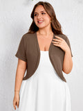 SHOWMALL Women's Plus Short Sleeve Bolero Shrug for Dresses Cropped Cardigan Open Front Summer Shoulder Cover Up