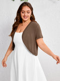 SHOWMALL Women's Plus Short Sleeve Bolero Shrug for Dresses Cropped Cardigan Open Front Summer Shoulder Cover Up