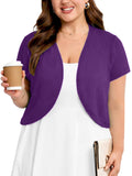 SHOWMALL Women's Plus Short Sleeve Bolero Shrug for Dresses Cropped Cardigan Open Front Summer Shoulder Cover Up