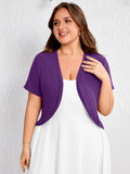 SHOWMALL Women's Plus Short Sleeve Bolero Shrug for Dresses Cropped Cardigan Open Front Summer Shoulder Cover Up