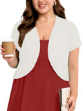 SHOWMALL Women's Plus Short Sleeve Bolero Shrug for Dresses Cropped Cardigan Open Front Summer Shoulder Cover Up