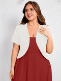 SHOWMALL Women's Plus Short Sleeve Bolero Shrug for Dresses Cropped Cardigan Open Front Summer Shoulder Cover Up