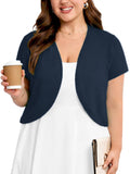 SHOWMALL Women's Plus Short Sleeve Bolero Shrug for Dresses Cropped Cardigan Open Front Summer Shoulder Cover Up