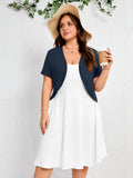 SHOWMALL Women's Plus Short Sleeve Bolero Shrug for Dresses Cropped Cardigan Open Front Summer Shoulder Cover Up