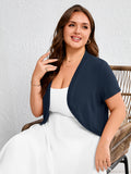 SHOWMALL Women's Plus Short Sleeve Bolero Shrug for Dresses Cropped Cardigan Open Front Summer Shoulder Cover Up