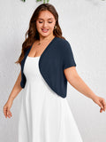 SHOWMALL Women's Plus Short Sleeve Bolero Shrug for Dresses Cropped Cardigan Open Front Summer Shoulder Cover Up