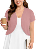 SHOWMALL Women's Plus Short Sleeve Bolero Shrug for Dresses Cropped Cardigan Open Front Summer Shoulder Cover Up