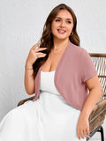 SHOWMALL Women's Plus Short Sleeve Bolero Shrug for Dresses Cropped Cardigan Open Front Summer Shoulder Cover Up
