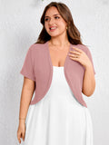 SHOWMALL Women's Plus Short Sleeve Bolero Shrug for Dresses Cropped Cardigan Open Front Summer Shoulder Cover Up