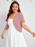 SHOWMALL Women's Plus Short Sleeve Bolero Shrug for Dresses Cropped Cardigan Open Front Summer Shoulder Cover Up