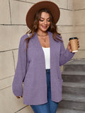 SHOWMALL Women's Plus Open Front Fall Cardigan V Neck Sweater Long Sleeve Causal Soft Outwear Tops