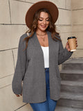 SHOWMALL Women's Plus Open Front Fall Cardigan V Neck Sweater Long Sleeve Causal Soft Outwear Tops