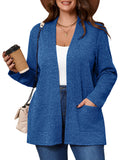SHOWMALL Women's Plus Open Front Fall Cardigan V Neck Sweater Long Sleeve Causal Soft Outwear Tops