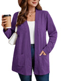 SHOWMALL Women's Plus Open Front Fall Cardigan Button Down Stripe Outwear Tops