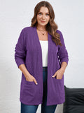 SHOWMALL Women's Plus Open Front Fall Cardigan Button Down Stripe Outwear Tops