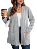 SHOWMALL Women's Plus Open Front Fall Cardigan Button Down Stripe Outwear Tops