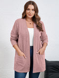 SHOWMALL Women's Plus Open Front Fall Cardigan Button Down Stripe Outwear Tops