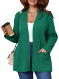 SHOWMALL Women's Plus Open Front Fall Cardigan V Neck Sweater Long Sleeve Causal Soft Outwear Tops