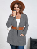 SHOWMALL Women's Plus Open Front Fall Cardigan Button Down Stripe Outwear Tops