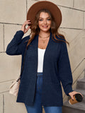 SHOWMALL Women's Plus Open Front Fall Cardigan V Neck Sweater Long Sleeve Causal Soft Outwear Tops