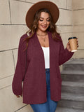 SHOWMALL Women's Plus Open Front Fall Cardigan V Neck Sweater Long Sleeve Causal Soft Outwear Tops