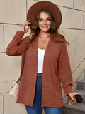 SHOWMALL Women's Plus Open Front Fall Cardigan V Neck Sweater Long Sleeve Causal Soft Outwear Tops