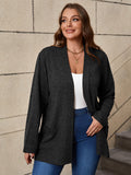 SHOWMALL Women's Plus Open Front Fall Cardigan V Neck Sweater Long Sleeve Causal Soft Outwear Tops