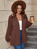 SHOWMALL Women's Plus Open Front Fall Cardigan V Neck Sweater Long Sleeve Causal Soft Outwear Tops