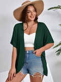 SHOWMALL Women's Plus Cardigan Short Sleeve Open-Front Lightweight Summer Cover Up