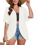 SHOWMALL Women's Plus Cardigan Short Sleeve Open-Front Lightweight Summer Cover Up