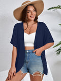 SHOWMALL Women's Plus Cardigan Short Sleeve Open-Front Lightweight Summer Cover Up