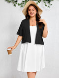 SHOWMALL Womens Plus Cropped Cardigan Open Front Shrug for Dresses Lightweight Bolero for Summer
