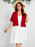 SHOWMALL Womens Plus Cropped Cardigan Open Front Shrug for Dresses Lightweight Bolero for Summer