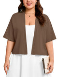 SHOWMALL Womens Plus Cropped Cardigan Open Front Shrug for Dresses Lightweight Bolero for Summer