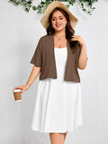 SHOWMALL Womens Plus Cropped Cardigan Open Front Shrug for Dresses Lightweight Bolero for Summer