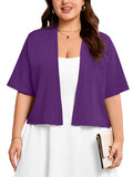 SHOWMALL Womens Plus Cropped Cardigan Open Front Shrug for Dresses Lightweight Bolero for Summer