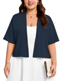SHOWMALL Womens Plus Cropped Cardigan Open Front Shrug for Dresses Lightweight Bolero for Summer