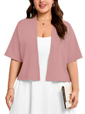 SHOWMALL Womens Plus Cropped Cardigan Open Front Shrug for Dresses Lightweight Bolero for Summer