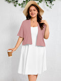 SHOWMALL Womens Plus Cropped Cardigan Open Front Shrug for Dresses Lightweight Bolero for Summer
