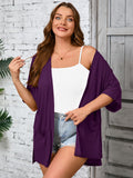Women Plus Size Lightweight Cardigan Summer Short Sleeve Open Front Cardigan with Pockets