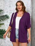 Women Plus Size Lightweight Cardigan Summer Short Sleeve Open Front Cardigan with Pockets