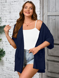Women Plus Size Lightweight Cardigan Summer Short Sleeve Open Front Cardigan with Pockets