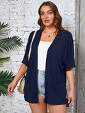 Women Plus Size Lightweight Cardigan Summer Short Sleeve Open Front Cardigan with Pockets