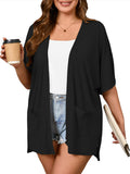 Women Plus Size Lightweight Cardigan Summer Short Sleeve Open Front Cardigan with Pockets