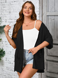 Women Plus Size Lightweight Cardigan Summer Short Sleeve Open Front Cardigan with Pockets